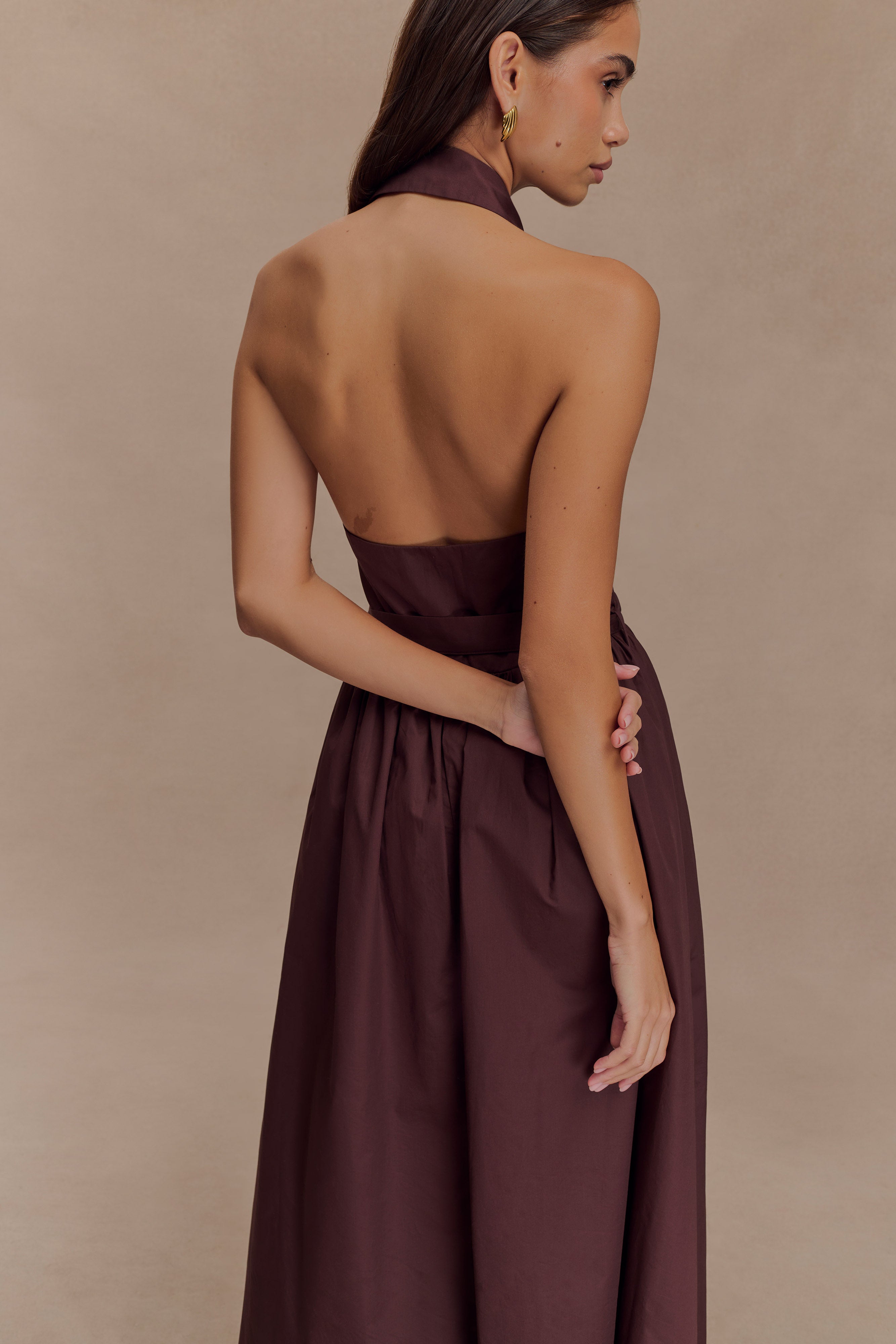 Cindy Collared Midi Dress - Chocolate